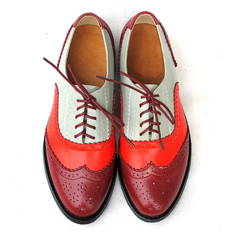 Women's Genuine Natural Leather Oxfords Brogues Elegant Designer Shoes Woman Luxury Comfortable Casual Footwear Loafers