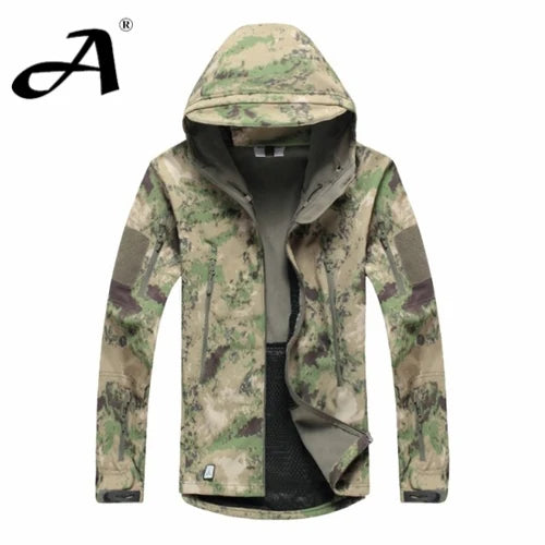 Chaqueta tipo soft shell de piel de tiburón para hombre, otoño-invierno; ropa militar impermeable, chaqueta de camuflaje.