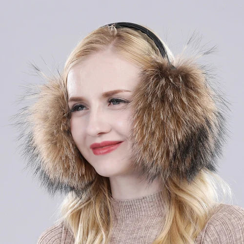 Real Fox Raccoon Fur Hang Ear Cover Warm Winter Earmuffs Headwear Ear Muffs Earmuffs Cold Ear Warmer Ear Protection Headband