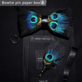 JEMYGINS Original Design Bow Tie Peacock Feather Bow Tie Handmade Bow Tie Brooch Gift Box Set Wedding Party Business