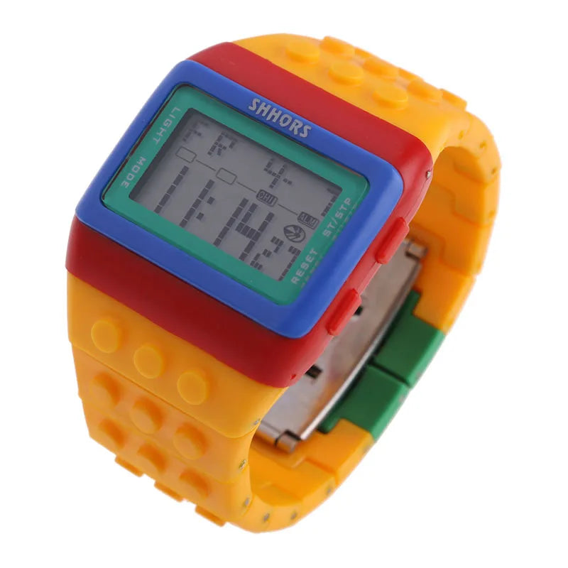 Reloj digital LED unisex, reloj tipo bloque de construcción para armar, reloj deportivo para niños, regalo de Navidad y Año Nuevo