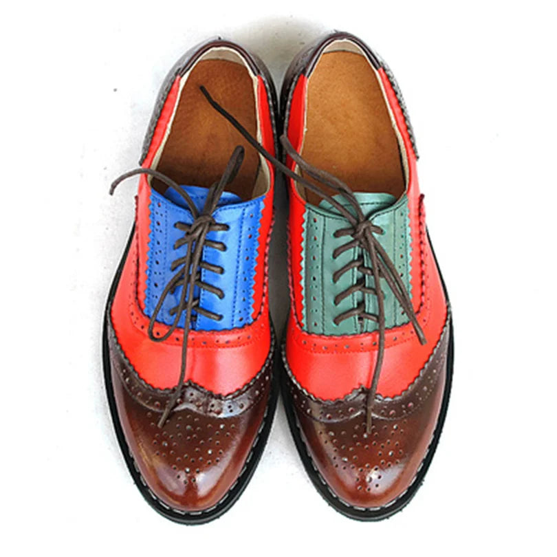 Women's Genuine Natural Leather Oxfords Brogues Elegant Designer Shoes Woman Luxury Comfortable Casual Footwear Loafers