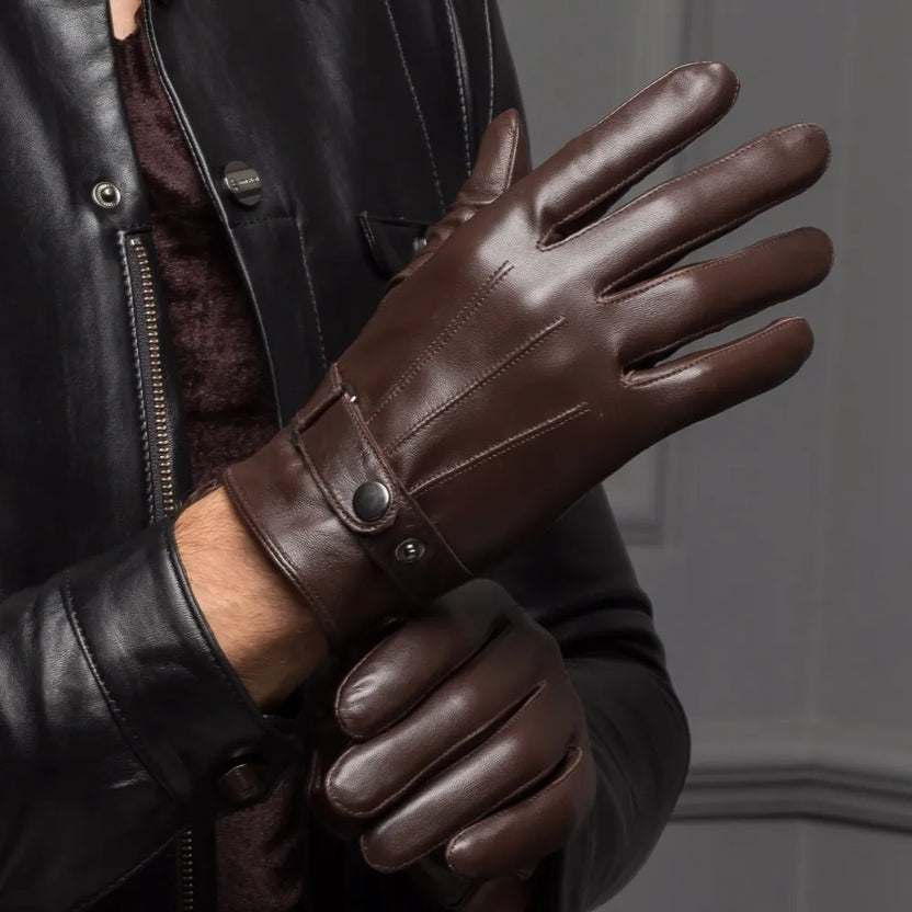 YY8597 Spring/Winter Real Leather Short Gloves for Men Male Thin/Thick Black/Brown Touched Screen Gant Gym Luvas Driving Mittens