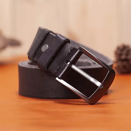 VAMOS KATOAL Men Leather Belt, Retro Top Quality Genuine Leather Belts for Men, Male Metal Pin Buckle Belt