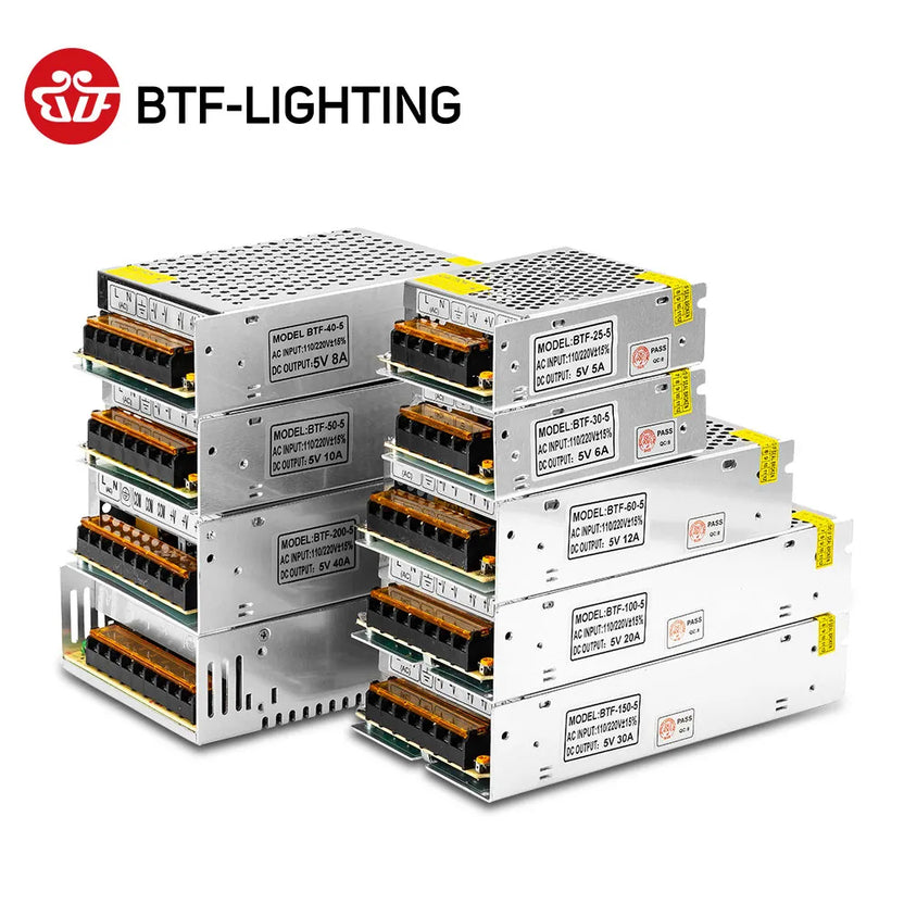 DC5V 2A 3A 4A 5A 8A 10A 12A 20A 30A 40A 60A Switch LED Strömförsörjning Transformator Adapter WS2812B WS2801 SK6812 SK9822 LED-list