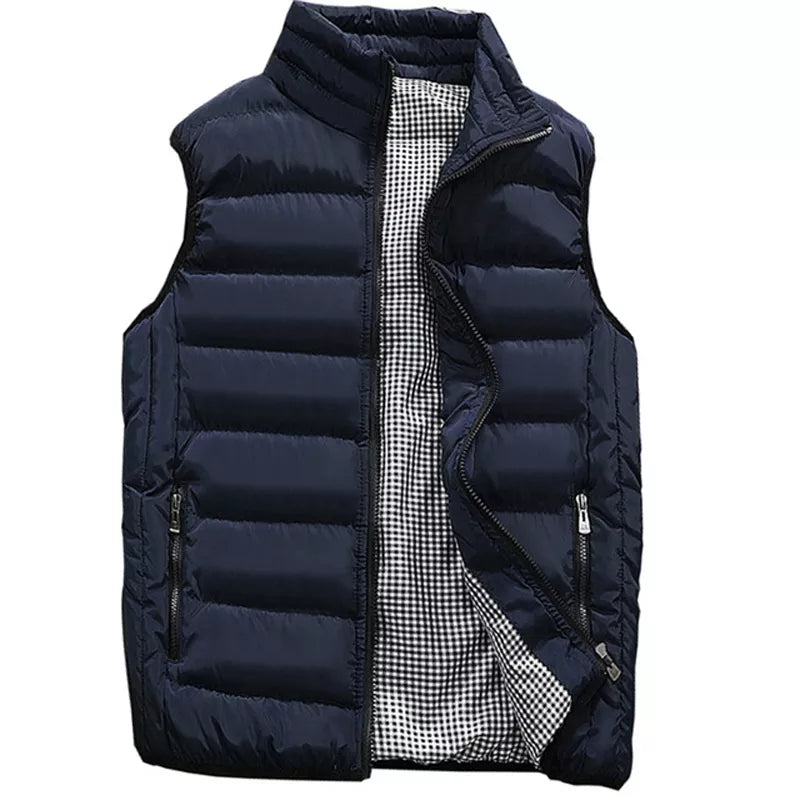 Chaleco de marca para hombre, nueva chaqueta sin mangas cálida de otoño, chaleco informal de invierno para hombre, chaleco de talla grande para hombre