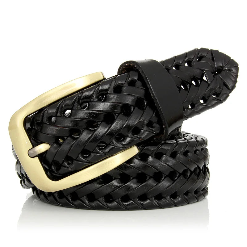 Cinturón unisex para hombre y mujer de cuero auténtico, cinturón trenzado de calidad para mujer, correa de lujo para hombre, fajín, dropshipping