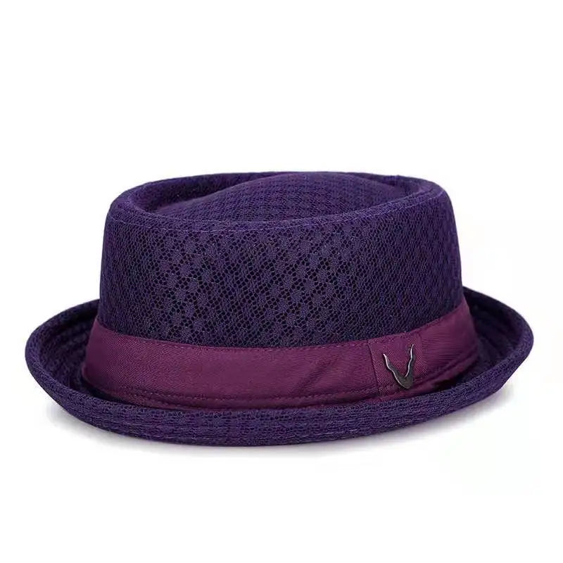 England Jazz Hat Breathable Mesh Flat Hat  Visor Straw Hat Beach Hat Retro Cap Foldable Cap Sun Hat Casual Panama Hat