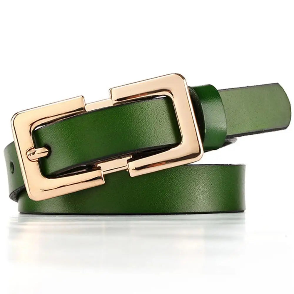 Cinturones de piel auténtica para mujer, hebilla dorada de metal, cinturón retro fino de 1,5 cm de ancho para jeans, modelo LDFC004