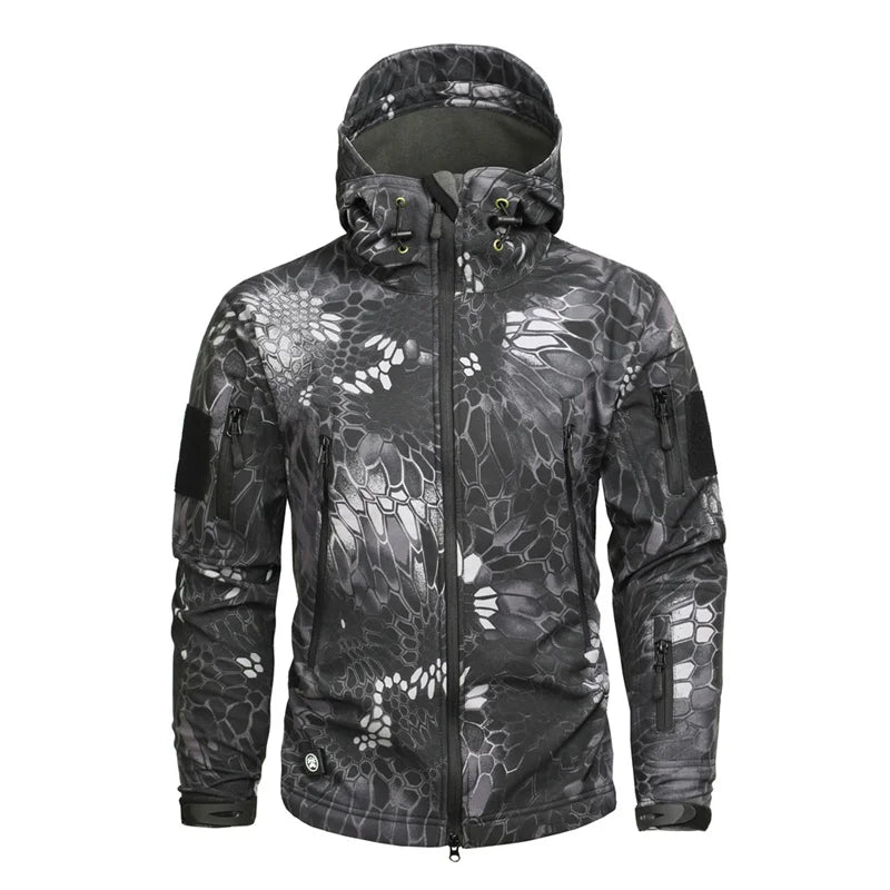 Chaqueta tipo soft shell de piel de tiburón para hombre, otoño-invierno; ropa militar impermeable, chaqueta de camuflaje.