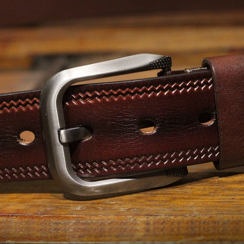 3.8CM Mens Cowskin Belts Luxury Full Grain Cowhide Genuine Leather Belt High Quality Pin Buckle Strap for Jeans Ceintures Cintos