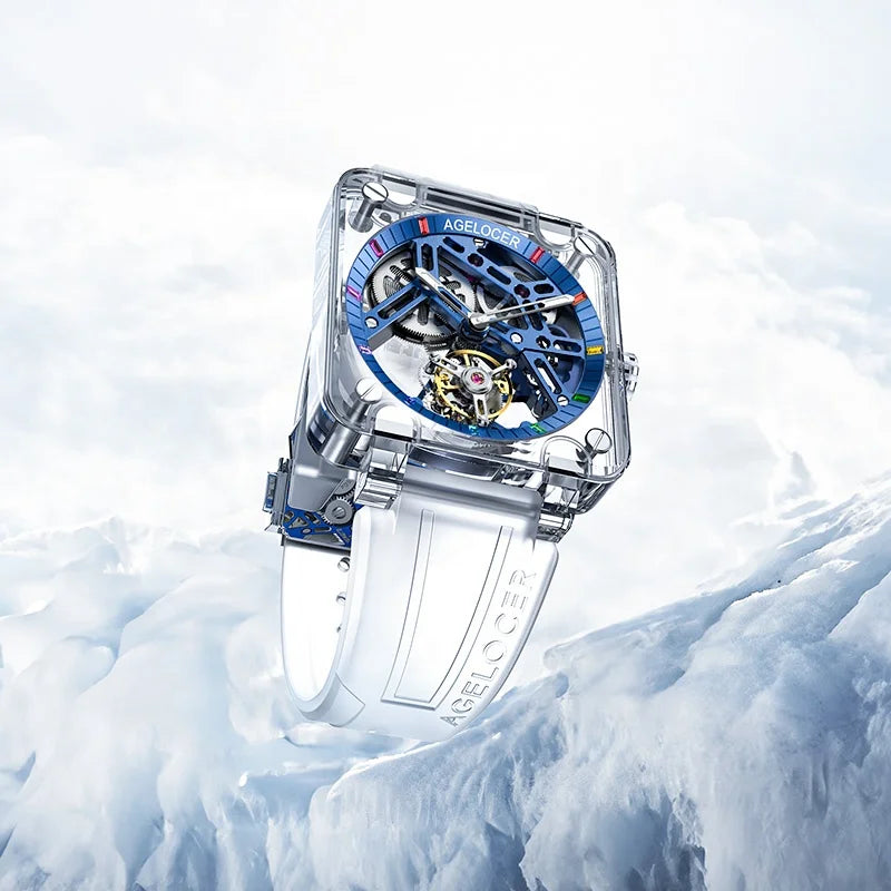 AGELOCER  Limited Edition Original Tourbillon Watch Sapphire Crystal Case Men's Luxury Skeleton Manual Mechanical Watches