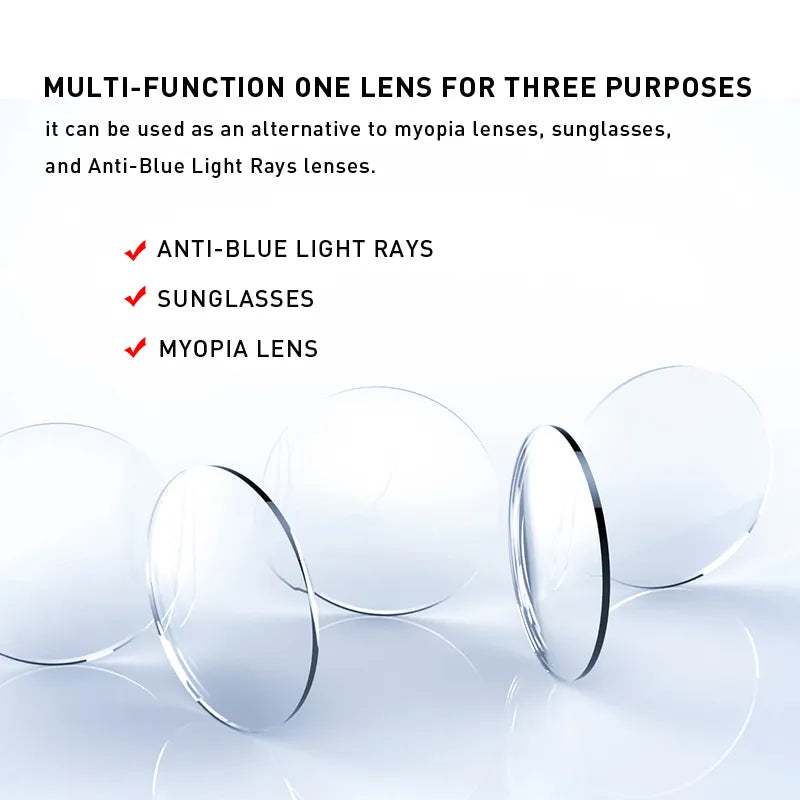 Lentes graduadas MERRYS de resina CR-39 asféricas, fotocromáticas y con protección contra luz azul, serie 1.56, 1.61, 1.67 para miopía