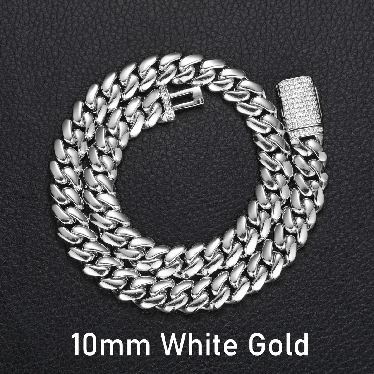 Collar de cadena cubana Miami de lujo estilo hip hop, eslabones de 10mm-22mm de plata de ley 925 maciza con diamantes de moissanita tipo "iced out" y cierre de hebilla