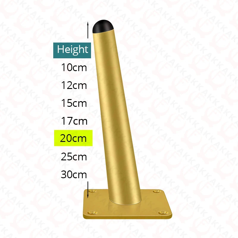 KAK 4Pcs Black Furniture Leg Gold Table Feet Replacement Cabinet Sofa Metal Feet With Screws 800KG Non-Punch Furniture Hardware