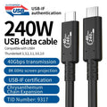 1M USB 4.0 Type-C Cable PD 240W Thunderbolt 5 for Fast Charging
