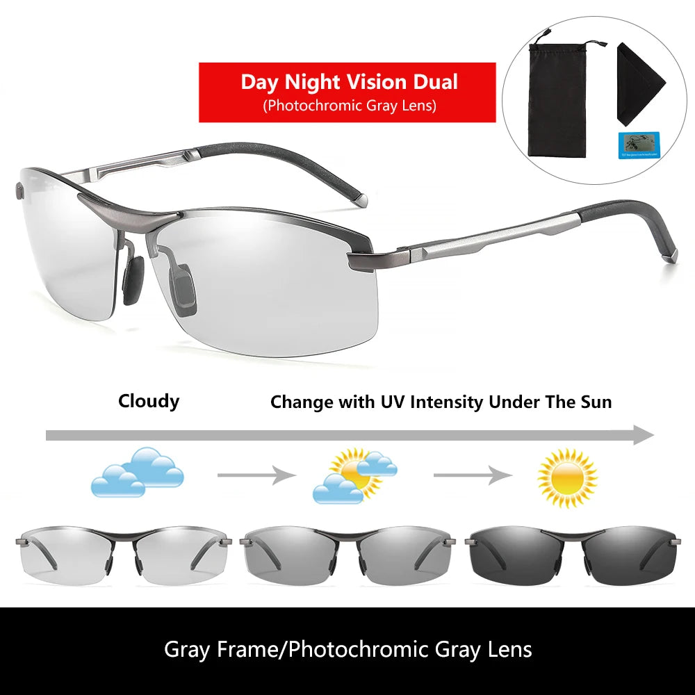 KATELUO Day Night Vision Eyeglasses Men Sunglasses for Driving Polarized UV400 Sports Eyewear Photochromic Male Sun Glasses 557