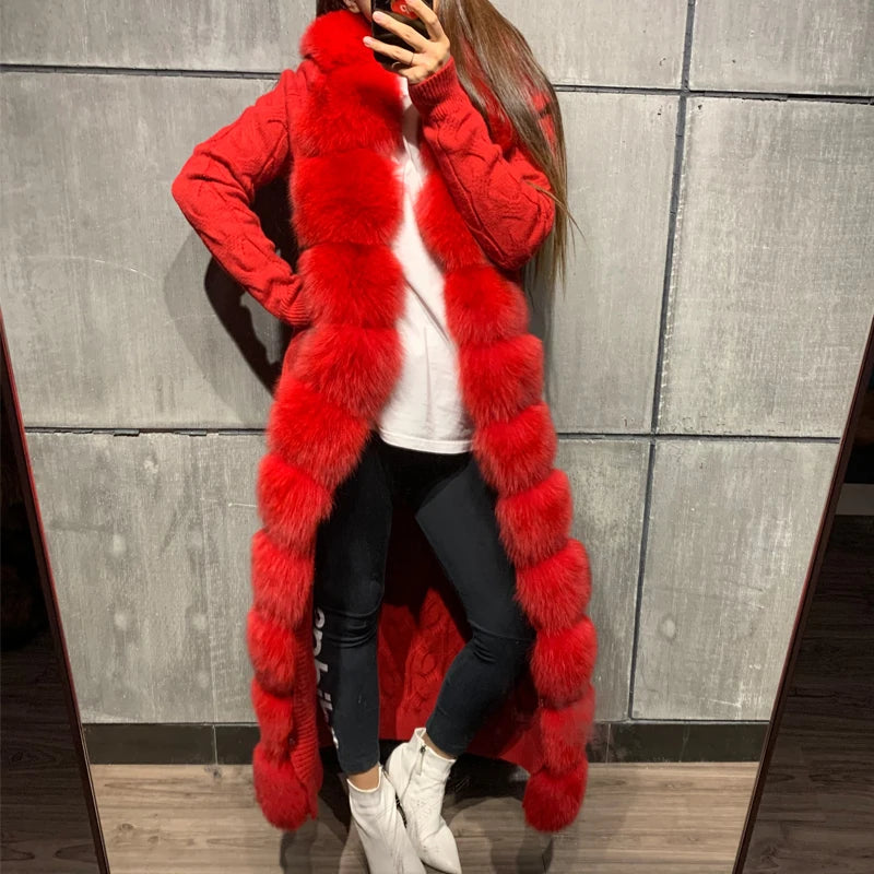 Fur Sweater Natural Fur Sweater Long 120-125cm Length Fur Cardigan