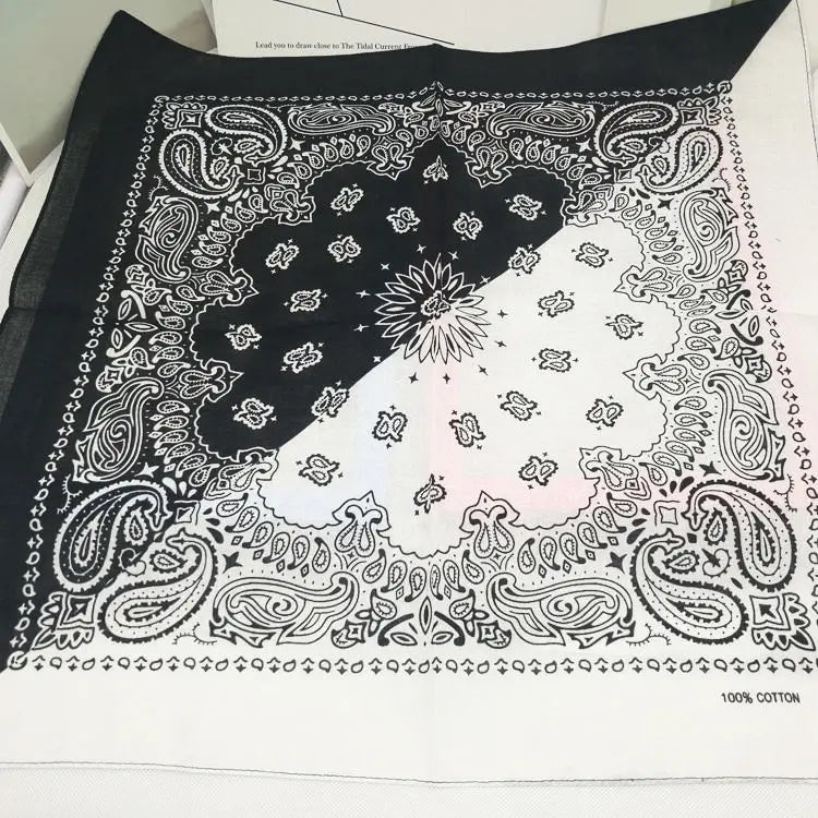 New Fashion Hip Hop 100% Cotton Bandana Square Scarf 55cm*55cm Black Red Paisley Headband Printed for Women/Men/Boys/Girls
