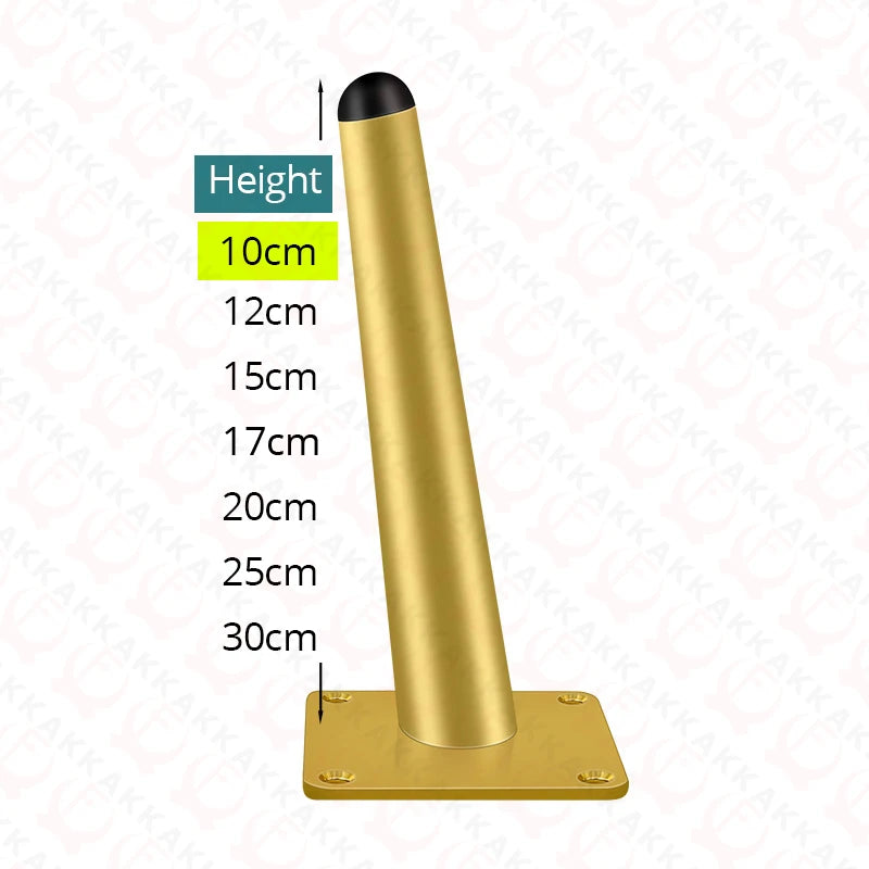 KAK 4Pcs Black Furniture Leg Gold Table Feet Replacement Cabinet Sofa Metal Feet With Screws 800KG Non-Punch Furniture Hardware