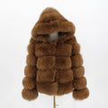 Pink Java QC8143 New Arrival Women Coat Winter Real Fox Fur Coats Hood Jacket Natural Fur Clothes Hot Sale High Quality
