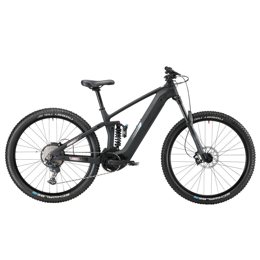 Bicicleta eléctrica de montaña KABON, nueva, de fibra de carbono, suspensión total para descenso, con motor central Bafang y horquilla Rockshox RECON de 29 pulgadas.