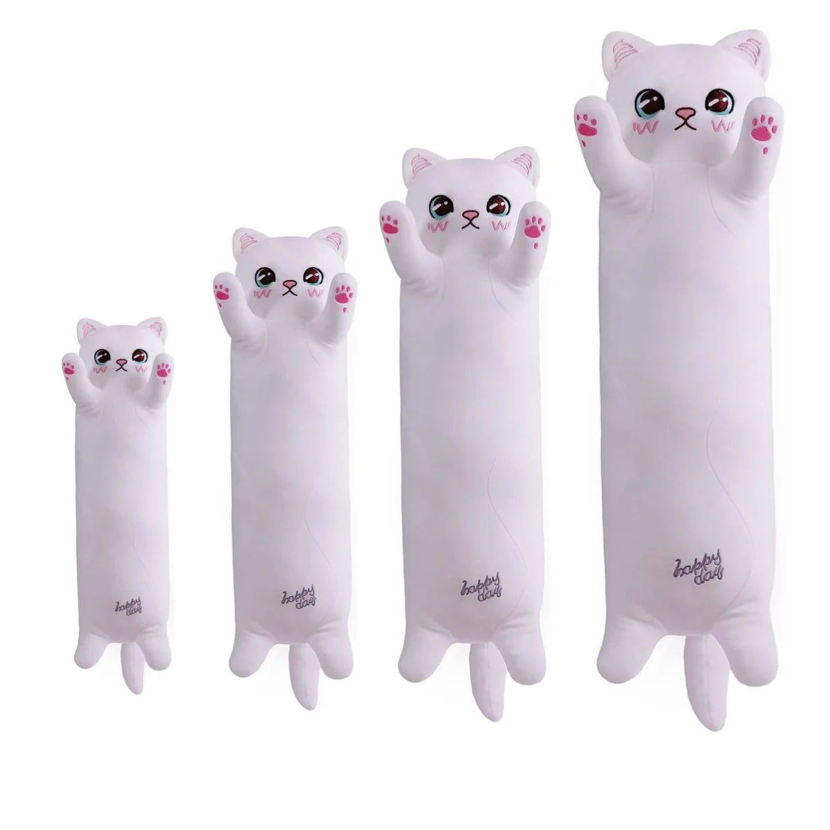 Almohada de peluche con forma de gato blanco para niños