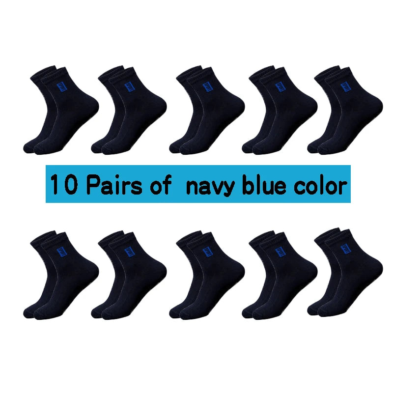 20 unidades = 10 pares de calcetines de algodón de alta calidad para hombre, transpirables, absorbentes, de caña media, color negro, desodorantes, calcetines de negocios para regalo.