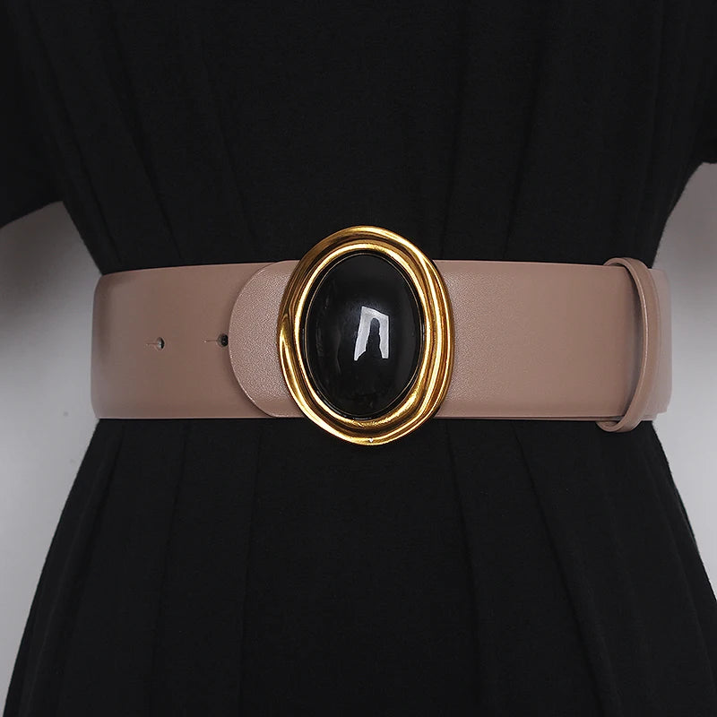 Women's Runway Fashion Double Side Genuine Leather Cummerbunds Female Dress Corsets Waistband Belts Decoration Wide Belt TB1075