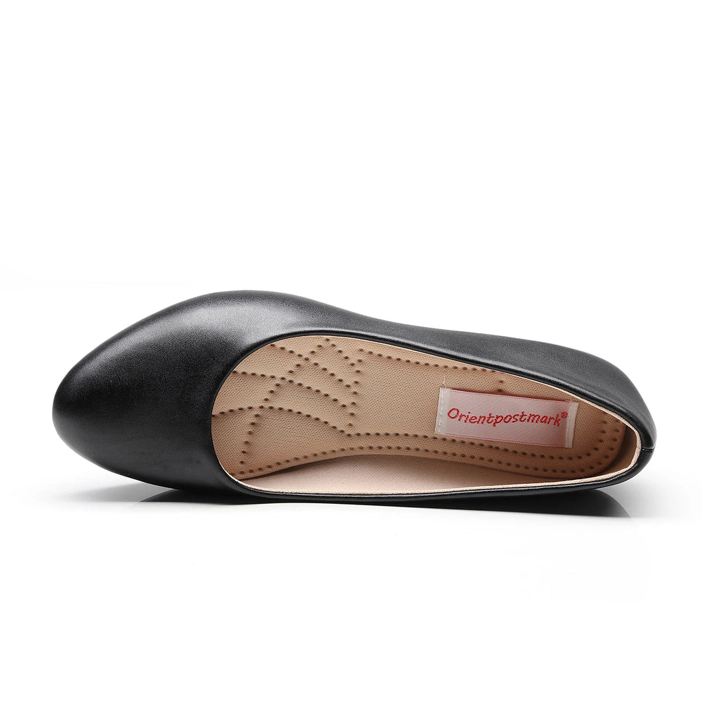 Women Ballet Shoes Black Women Wedges Casual PU Leather Shoes Office Work Boat Shoes Cloth Sweet Loafers Womens Classics Shoes