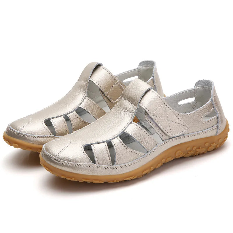 Split Leather Flat Sandals Women Fashion Summer Shoes Anti-Slip Soft Sole Ladies Gladiator Sandal Breathable Sandalias SH031502