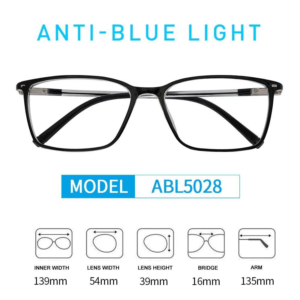 Gafas de lectura con filtro de luz azul para hombre, lentes transparentes para computadora, gafas de lectura con aumento, dioptrías para presbicia +1.0 +2.5