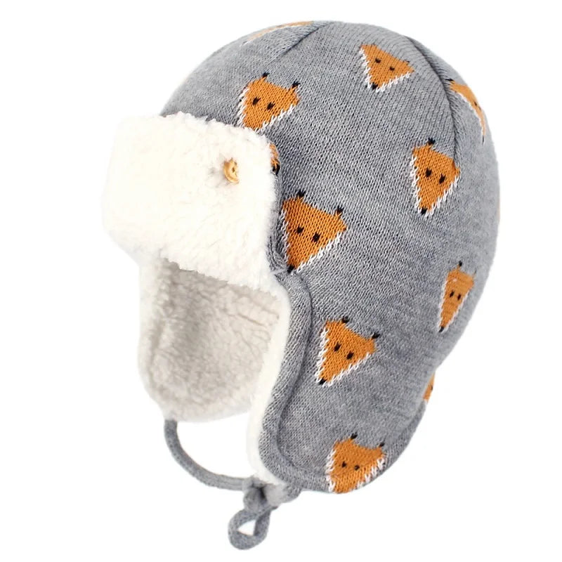Connectyle  Baby Boys Girls Winter Skull Hat Cute Cartoon Dinosaur Cotton Fleece Lined Windproof Earflap Warm Outdoor Daily Hat