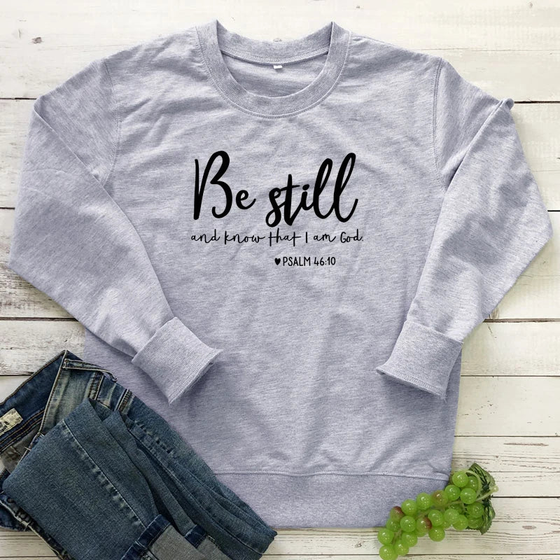 Modna odzież Bluza „Be Still and Know That I Am God” Psalm 46:10, 100% bawełna, religijna chrześcijańska bluza z kapturem, sweter z wyznaniem wiary