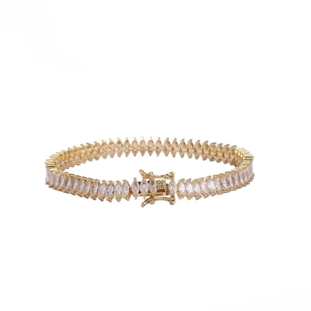 5mm Brass Cubic Zirconia Tennis Bracelet in Gold and Silver Plating