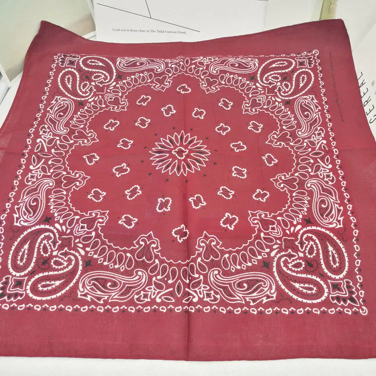 New Fashion Hip Hop 100% Cotton Bandana Square Scarf 55cm*55cm Black Red Paisley Headband Printed for Women/Men/Boys/Girls