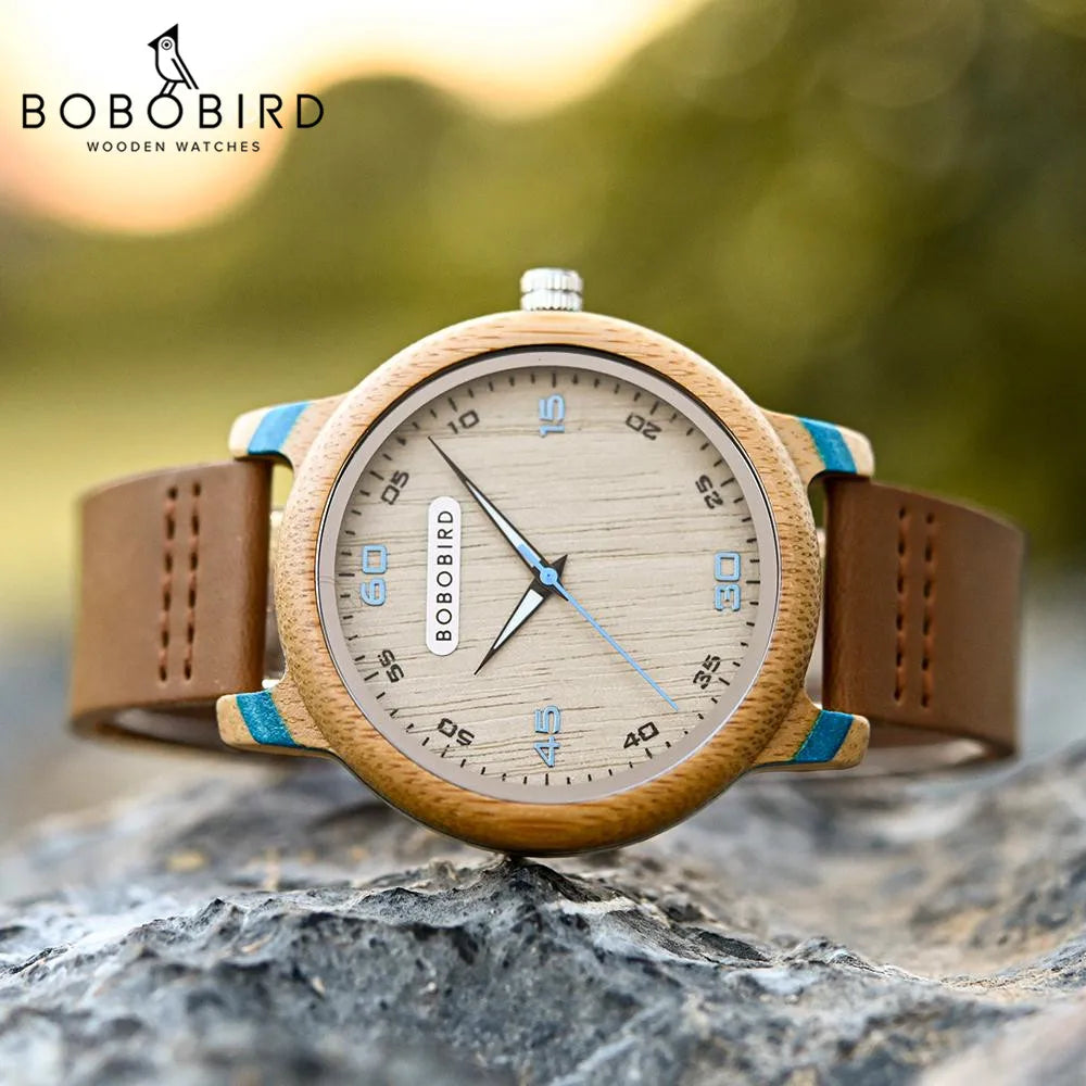 Couple Watch BOBO BIRD Wooden Simple Fashion Leather Wristwatch Men and Women Personality Timepiece Great Gift Reloj Luminous