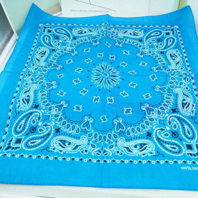 New Fashion Hip Hop 100% Cotton Bandana Square Scarf 55cm*55cm Black Red Paisley Headband Printed for Women/Men/Boys/Girls