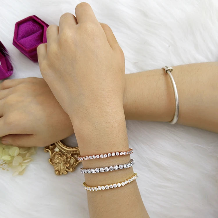 Pulsera de tenis de moissanita con diamantes, estilo hip hop, plata 925 cubana, bañada en oro de 14k o 18k