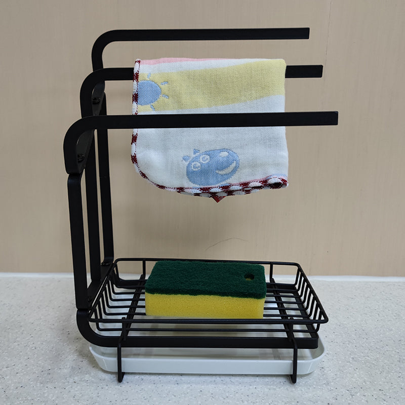 Black Coating Kitchen Towel Drainer Rack Organization Kitchen Sponge Holder for Kitchen Sink