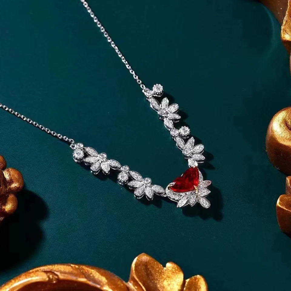 SGARIT Wholesale Dubai Collar con colgante de rubí de lujo con piedras preciosas naturales de 1,03 ct y oro amarillo de 18 quilates, joyería fina OEM