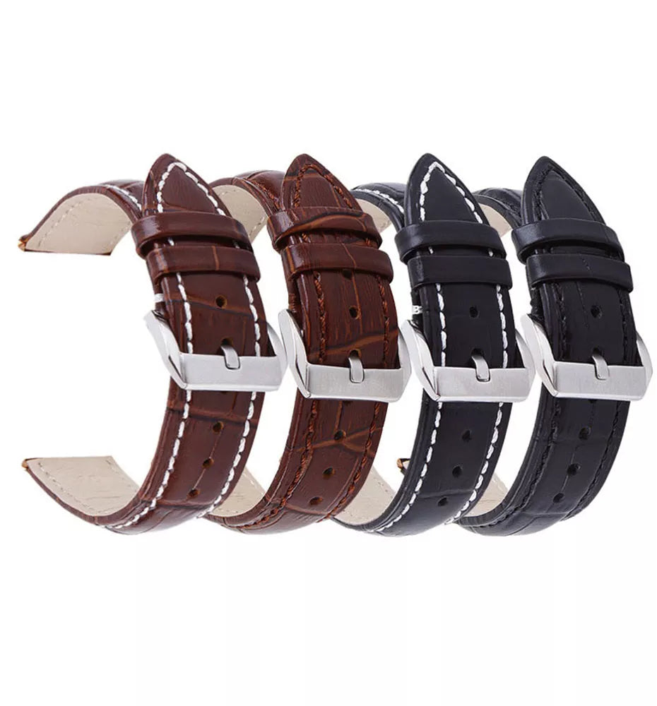 Correa de reloj UTHAI Z20 con patrón de cocodrilo, 14 mm, 16 mm, 18 mm, 20 mm, 22 mm, 24 mm, con hebilla de metal plateado, correa para reloj de mujer y hombre
