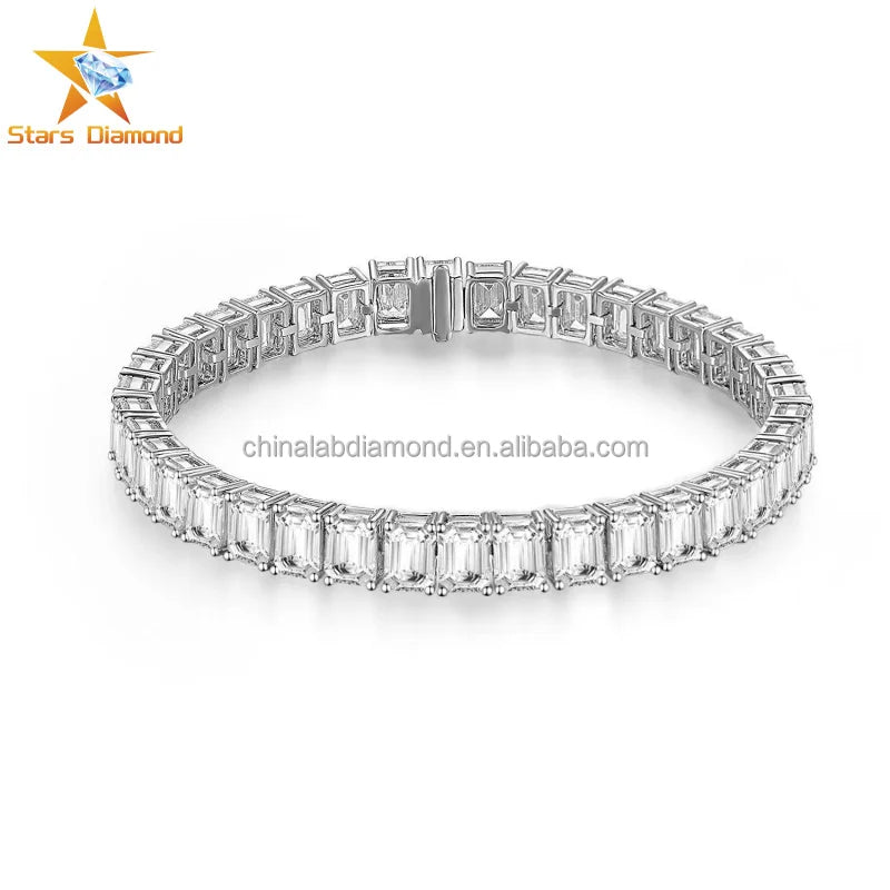 Pulsera de tenis al por mayor de 18K oro blanco con diamantes de laboratorio talla brillante VVS de 15.76ct CVD HPHT, pulsera clásica para mujer