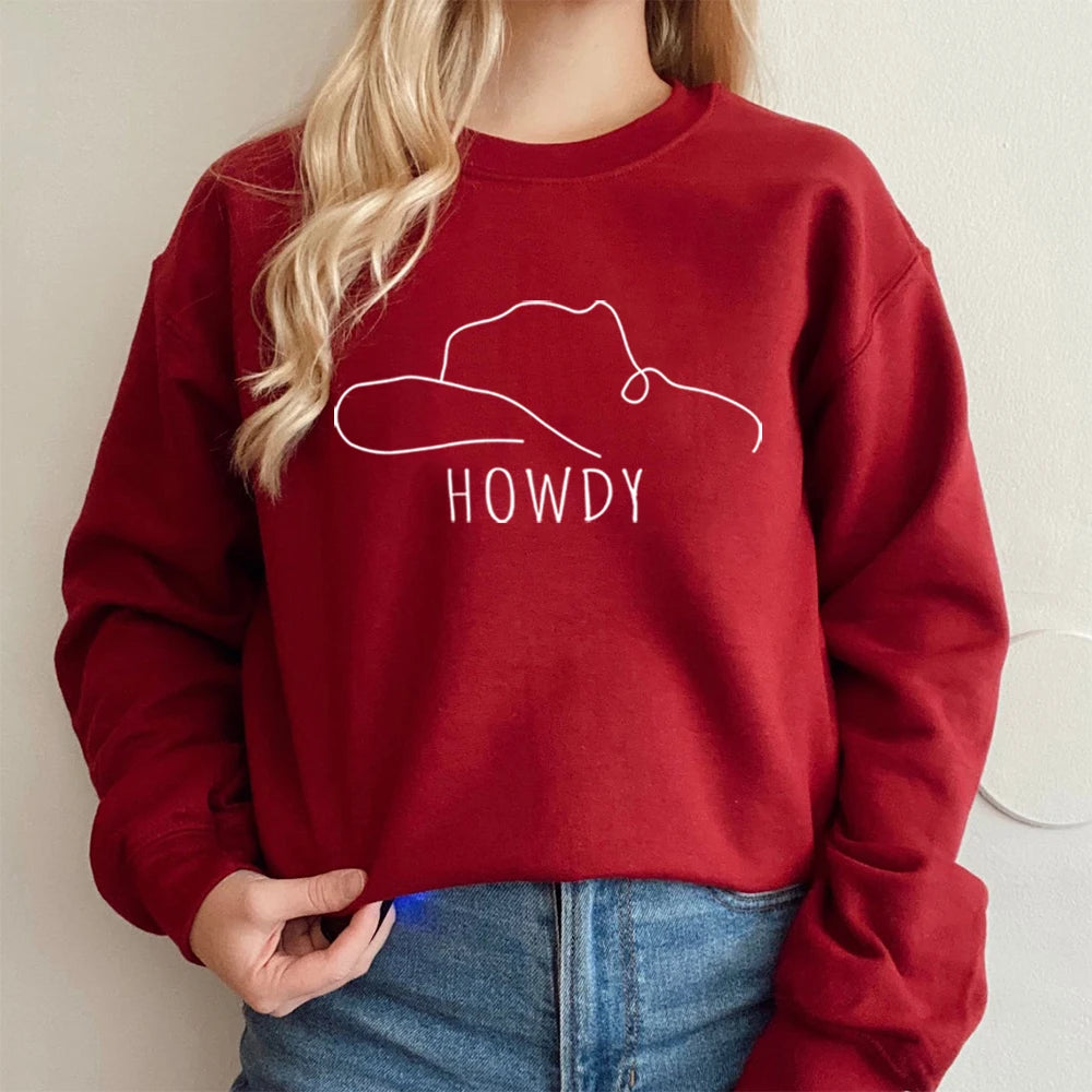 Howdy Hat Sweatshirt Country Western Shirts Rodeo Fashion Cowgirl Style Christmas Gift Shirt Country Music Top Tee Graphic Shirt