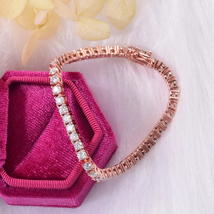 Pulsera de tenis de moissanita con diamantes, estilo hip hop, plata 925 cubana, bañada en oro de 14k o 18k