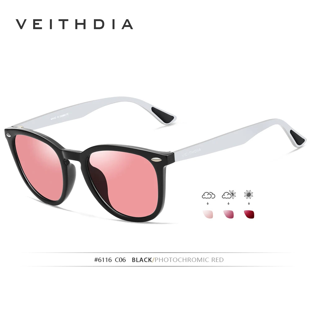 Okulary przeciwsłoneczne marki VEITHDIA unisex, aluminiowe z oprawkami TR90, fotochromowe, lustrzane, w stylu vintage, dla kobiet i mężczyzn 6116