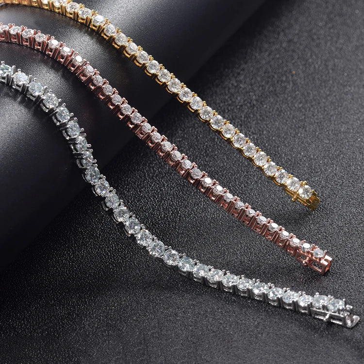 Pulsera de tenis de moissanita con diamantes, estilo hip hop, plata 925 cubana, bañada en oro de 14k o 18k