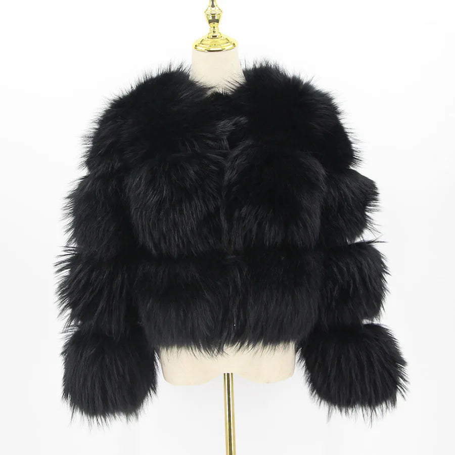 PINK JAVA QC1884 New Arrival Real Raccoon Fur Coat Women  Fur Jacket Winter Luxury Fluffy Raccoon Coats Hot Sale