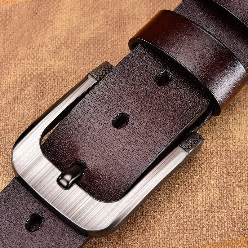 Genuine Leather for Men's High Quality Buckle Jeans Cowskin Casual Belts Business Cowboy Waistband Male Fashion Designer 2023New