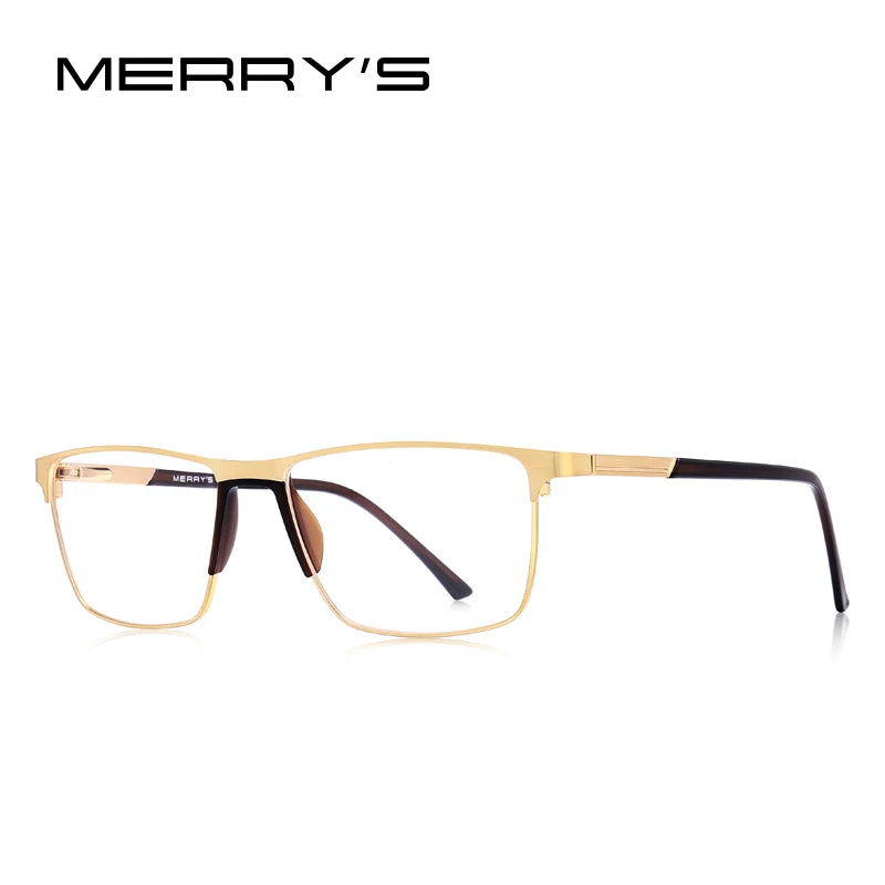 MERRYS DESIGN Herren-Brillengestell aus Titanlegierung, modische quadratische ultraleichte Brille für kurzsichtige Herren, Korrektionsbrille S2001